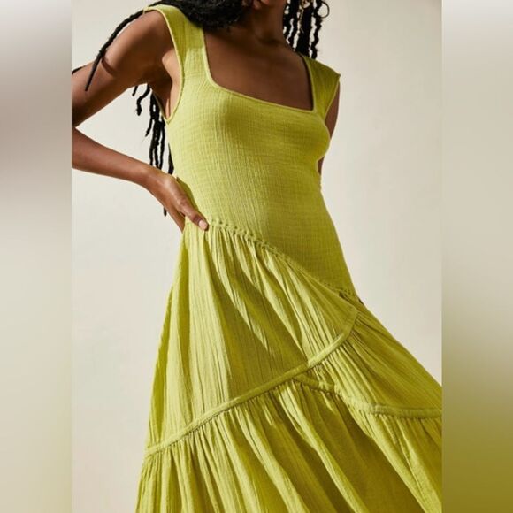 Free People Lime Green Midi Dress - Picture 1 of 11